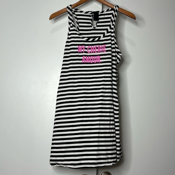 Kate Spade black and white striped racer back My Cherie Amour tank size M - Picture 2 of 7